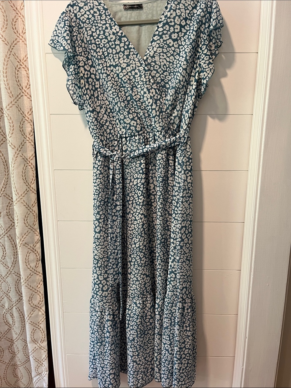 Blue Floral Print Wrap Maxi Dress